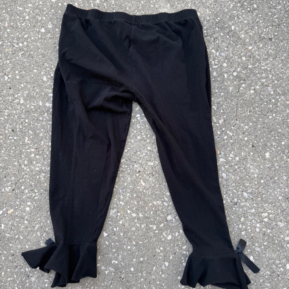 Coquette Ruffle Bow Hem Capri Balletcore Festival Leggings Women's S/M Black